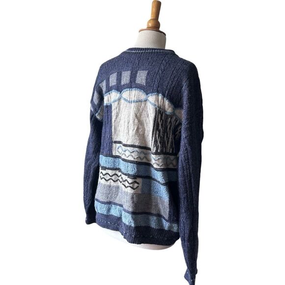 Vintage COOGI Inspired Blue 1990s Wool Mohair Blend Sweater Made in Italy- Large - Picture 3 of 9